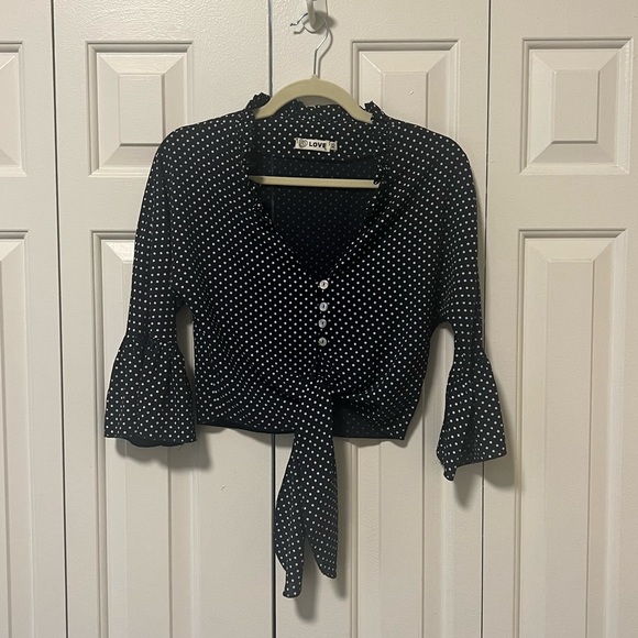 LF Polka Dot Cropped Blouse - Picture 1 of 4